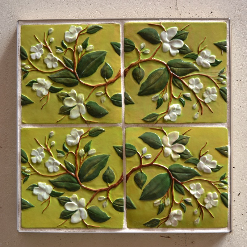 Spring Apple Blossom Leaves Tile Set